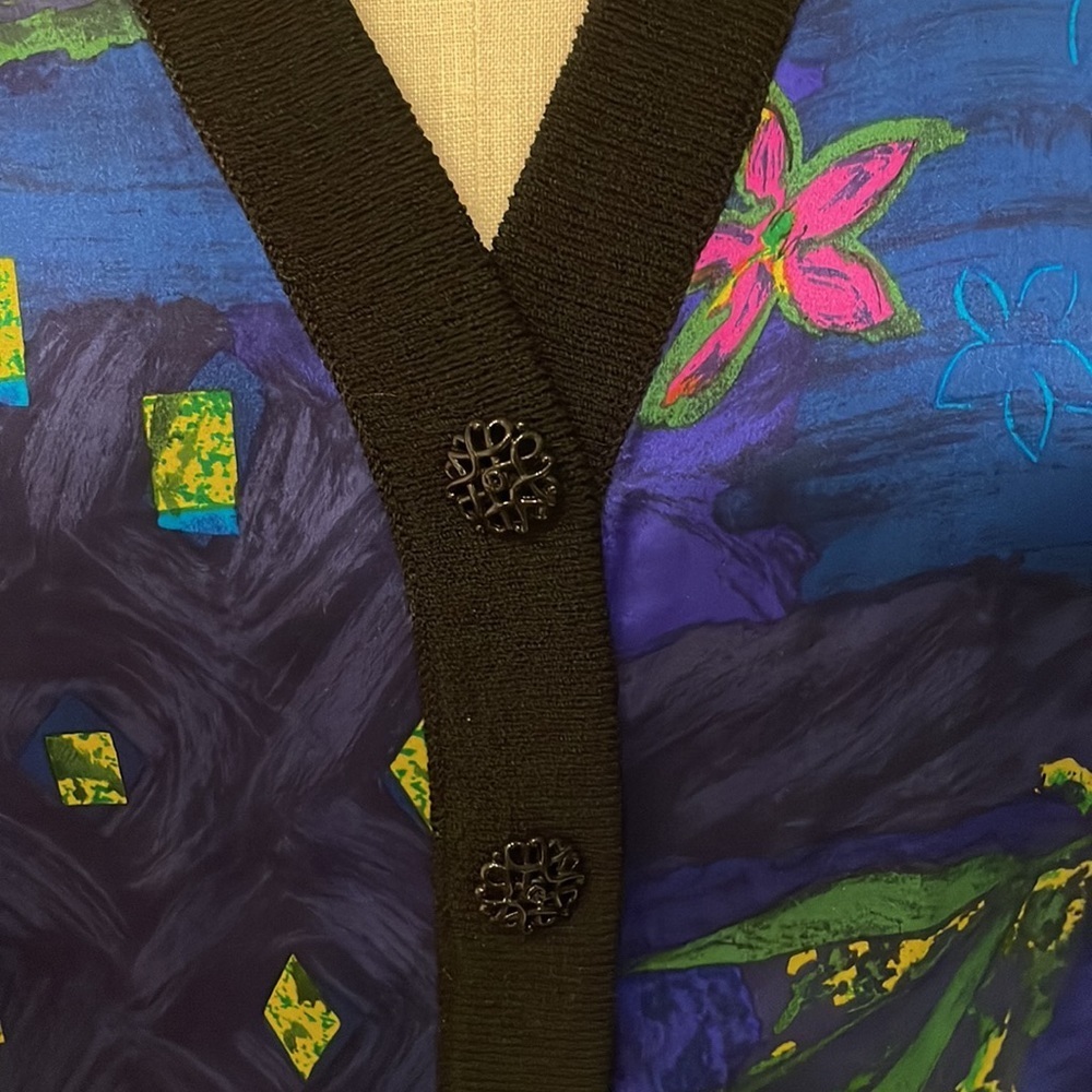 St John Vintage Black Blue Cardigan 10 - Picture 2 of 9